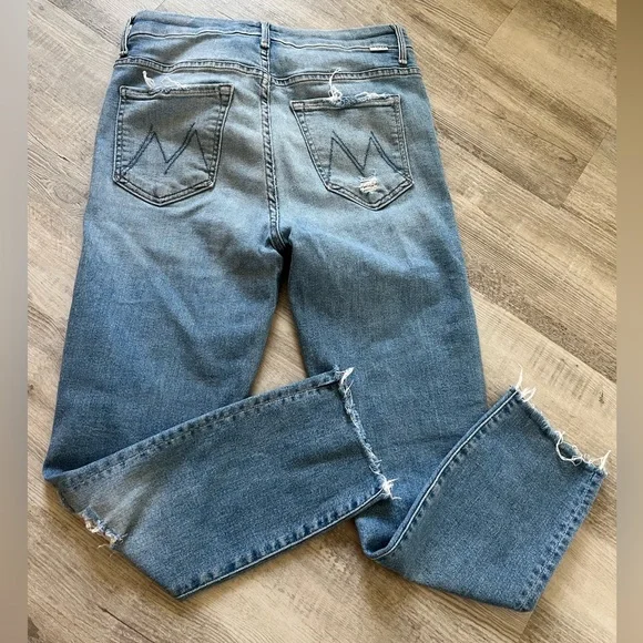 MOTHER High Waisted Looker Ankle Fray “Shoot to Thrill Destroyed” - Size 27 - Picture 7 of 9